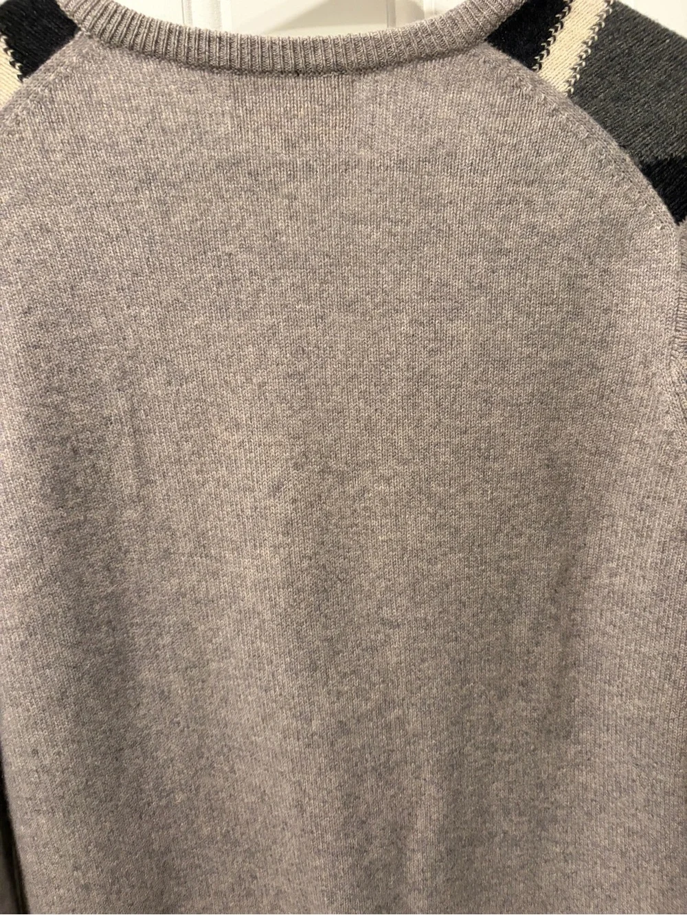 Vintage Scottish Cashmere Geometric V Neck Sweater Gray Black Made in Scotland